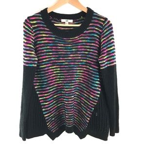 Ya Los Angeles Sweaters - Ya Neon Black Loose Knit Draped Sweater Ya Los Angeles Sweaters - Ya Neon Black Loose Knit Draped Sweater